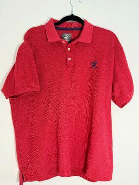 Beverly Hills Polo Club Red Polo Shirt Cotton Blend Classic Preppy Vacation Golf